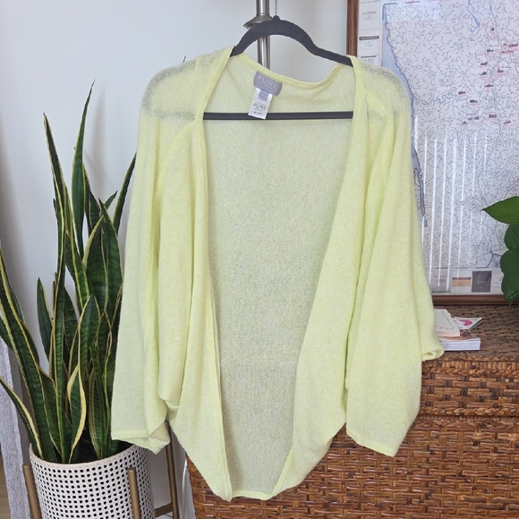 Pure Collection Sweaters - Pure Collection Light Yellow Open-Front Draped Cardigan